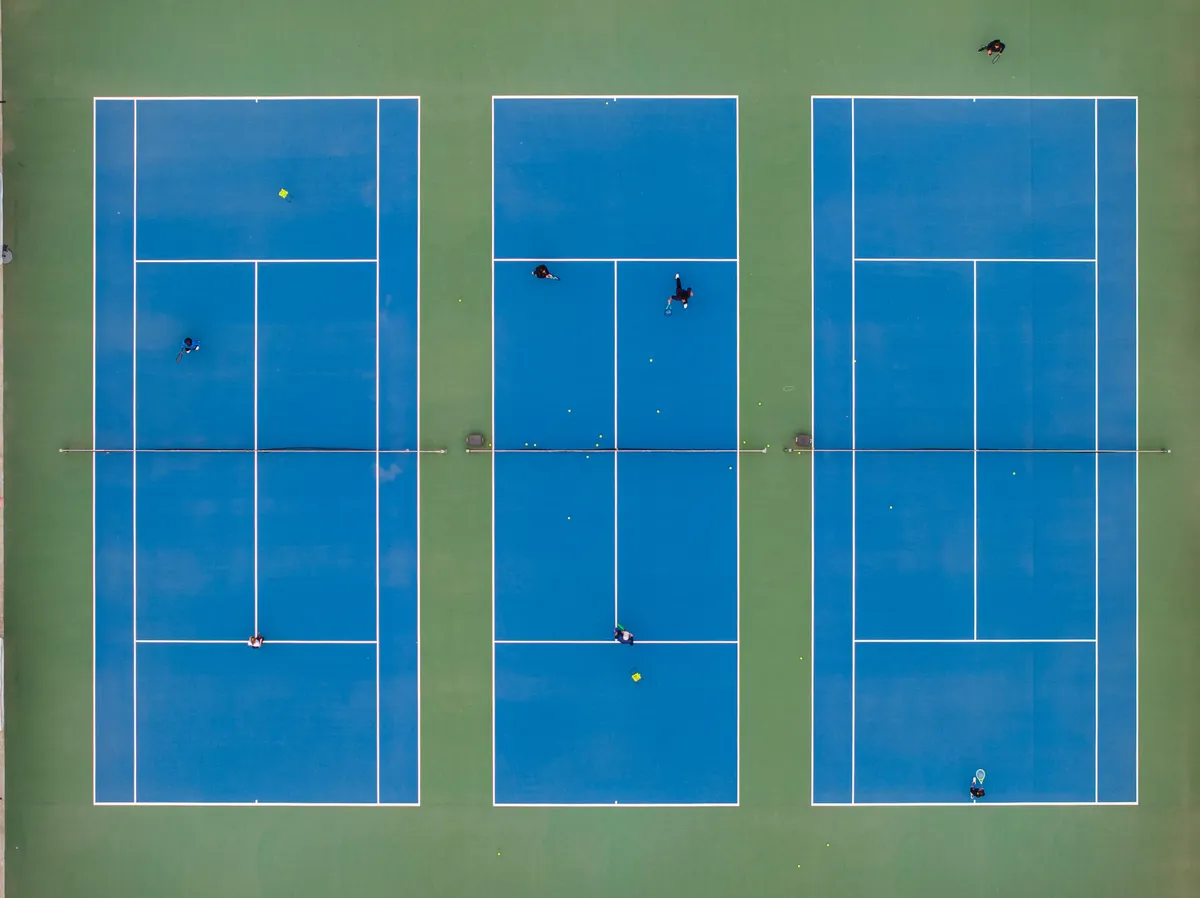 Courts seen from above at Larnaka Tennis Club